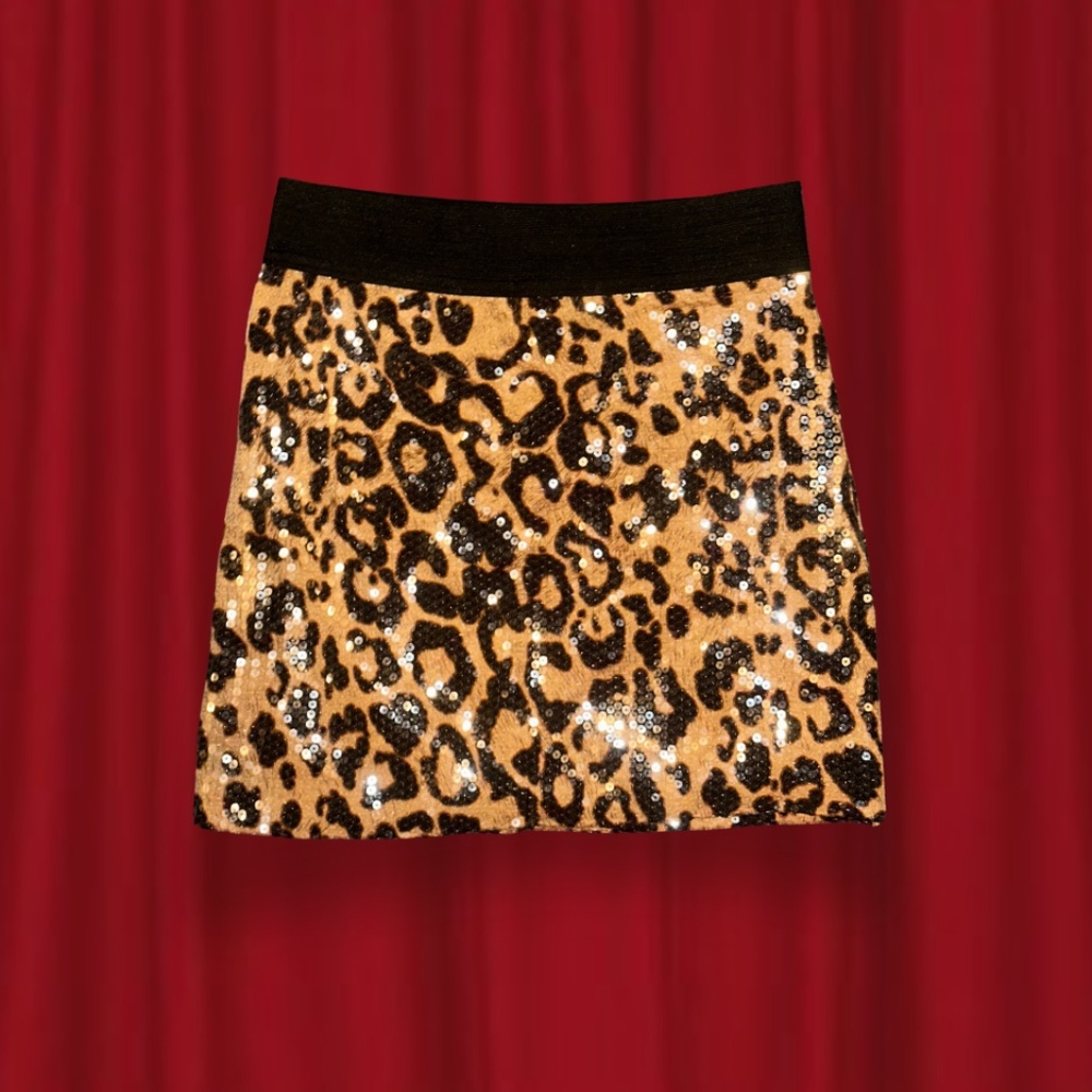leopard sequin mini skirt y2k vibes animal print